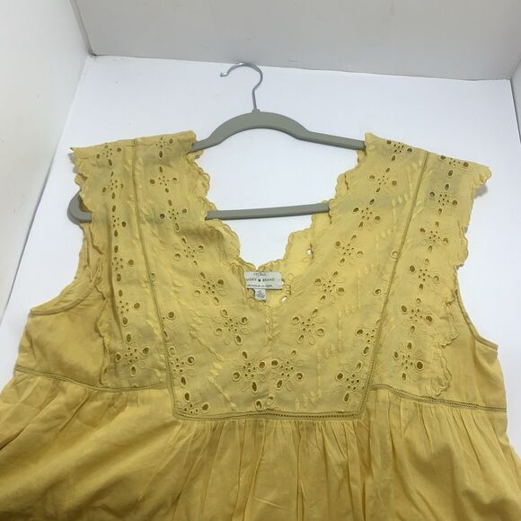 Lucky Brand Yellow Laser Cut Boho Skirted Blouse Size Medium Women’s - Picture 7 of 9